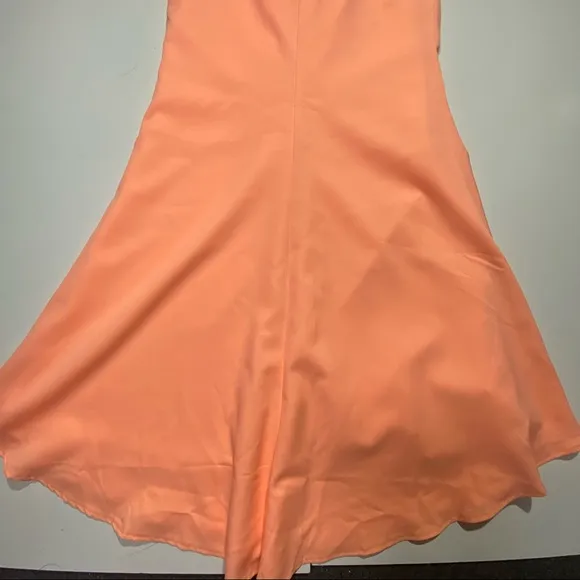 - Sabo Neon Orange Satin Formal Maxi Woman’s Skirt With Front Slit NWT Size XS