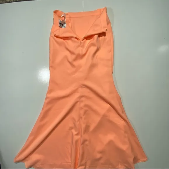 - Sabo Neon Orange Satin Formal Maxi Woman’s Skirt With Front Slit NWT Size XS