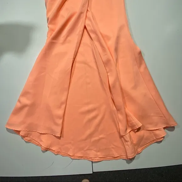 - Sabo Neon Orange Satin Formal Maxi Woman’s Skirt With Front Slit NWT Size XS
