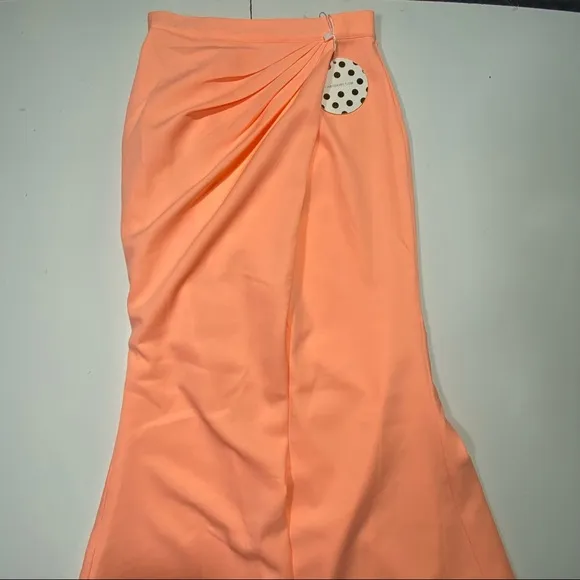- Sabo Neon Orange Satin Formal Maxi Woman’s Skirt With Front Slit NWT Size XS
