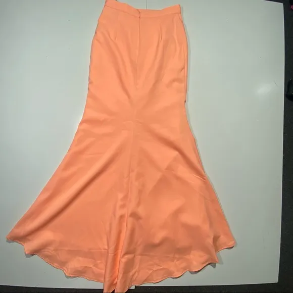 - Sabo Neon Orange Satin Formal Maxi Woman’s Skirt With Front Slit NWT Size XS