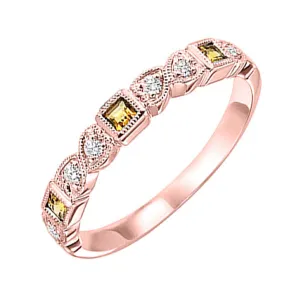 10KT Pink Gold & Diamond Classic Book Stackable Fashion Ring  - 1/10 ctw