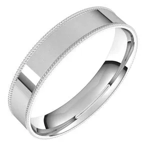 14K White 4 mm Milgrain Flat Comfort Fit Band Size 6