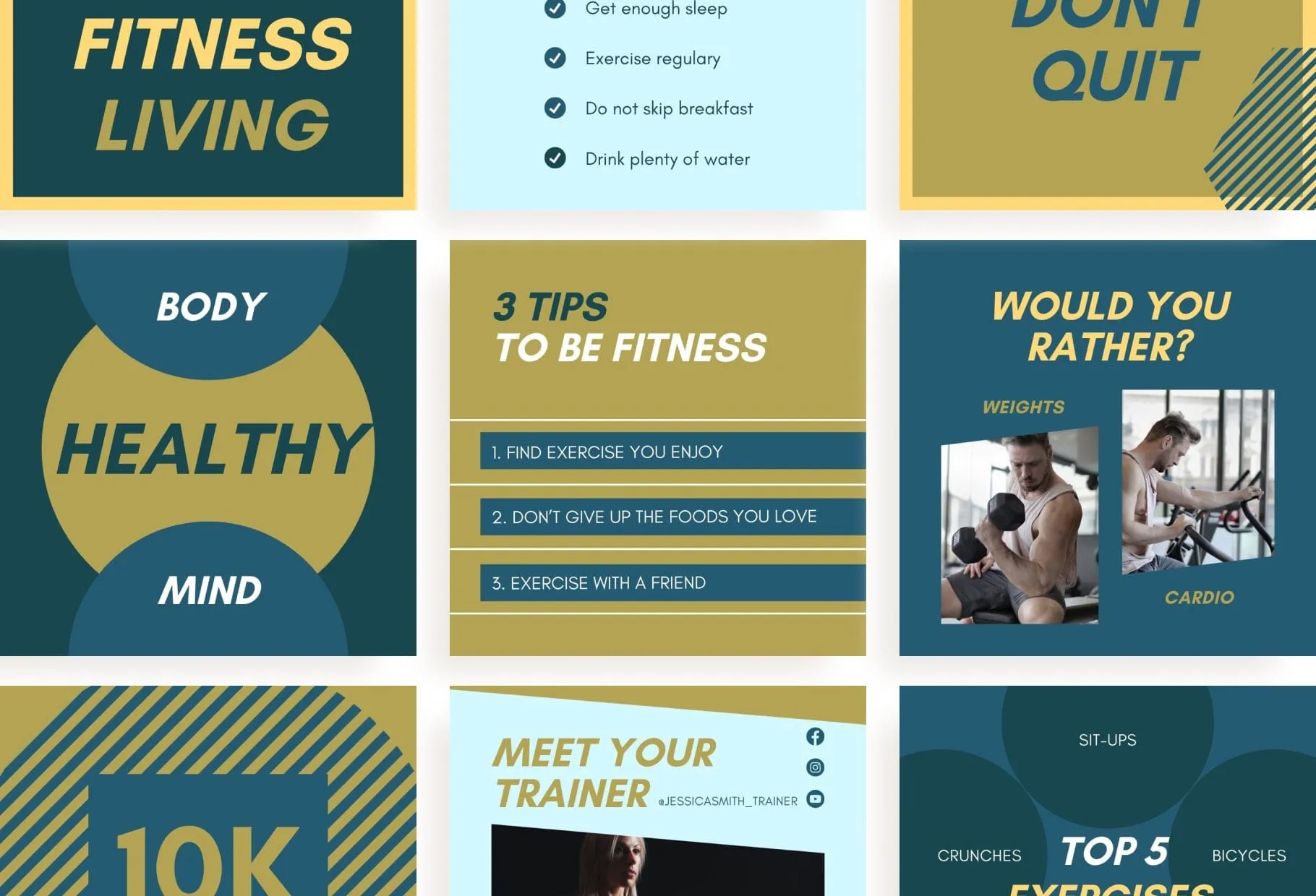 30 Fitness Instagram Post Canva Templates V2