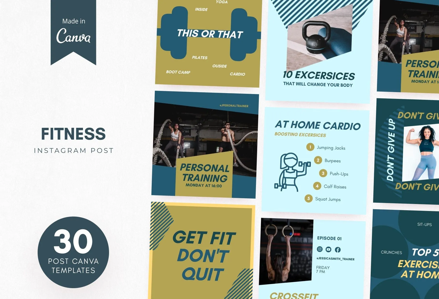 30 Fitness Instagram Post Canva Templates V2