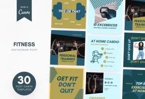 30 Fitness Instagram Post Canva Templates V2