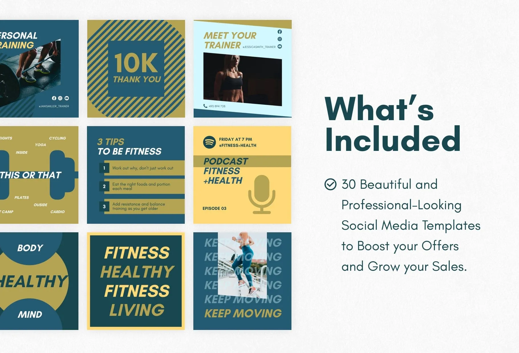 30 Fitness Instagram Post Canva Templates V2