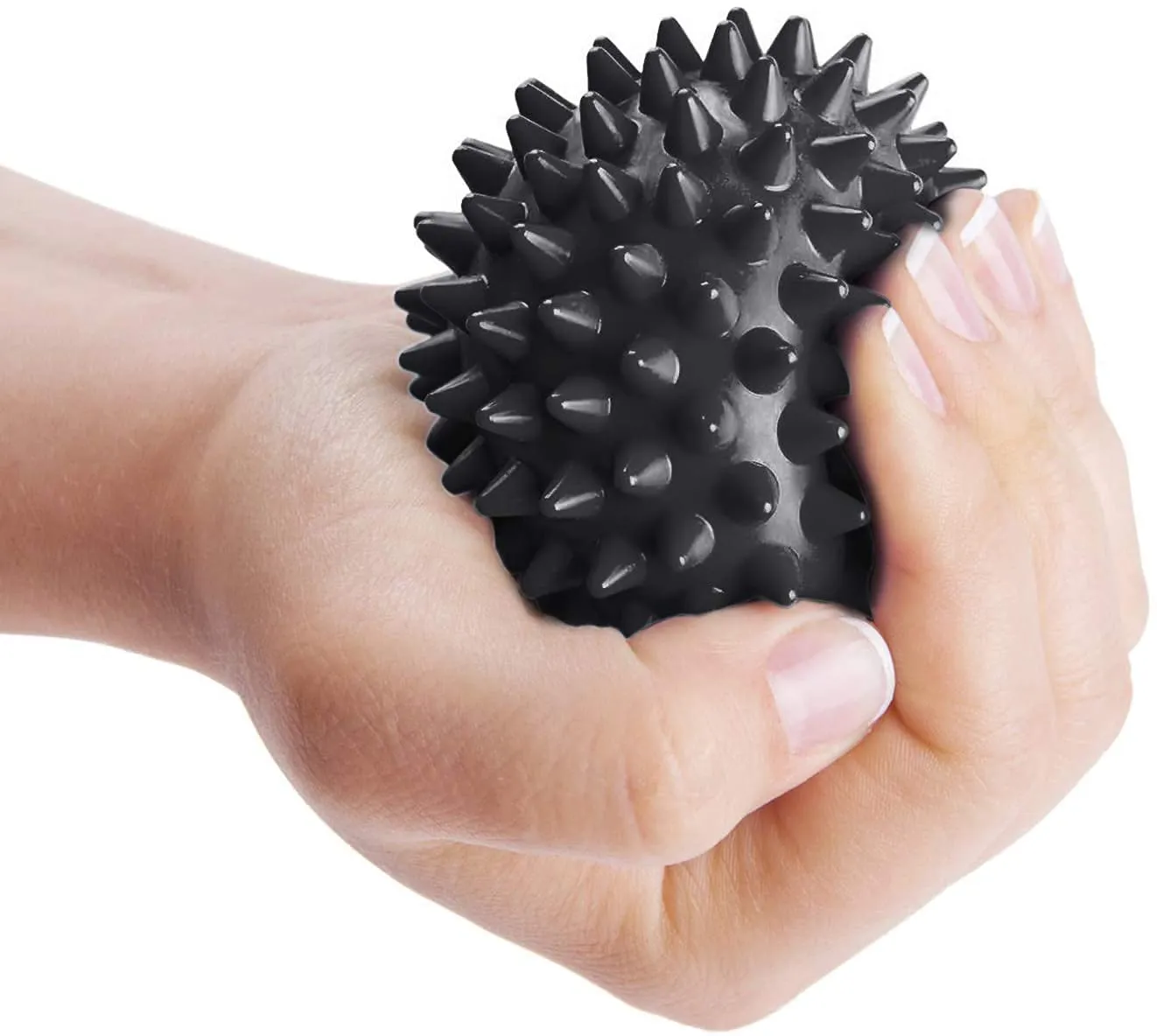 ALYV Massage Ball - Spiky for Deep Tissue Back Massage | Foot Massager | Plantar Fasciitis & All Over Body Deep Tissue Muscle Therapy - Your Compact Muscle Roller | Diameter: 8 cm (Black)