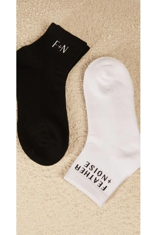 Ankle Twin Sock Pack Black & White