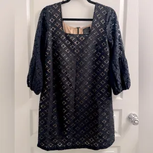 Anna Sui for Anthropologie Black Lace Dress Puff Sleeves Size 8