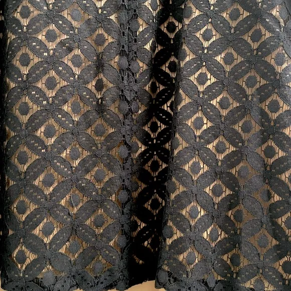 Anna Sui for Anthropologie Black Lace Dress Puff Sleeves Size 8