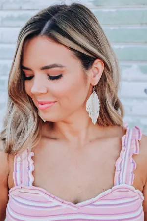 Annalise Feather Earrings - Cream