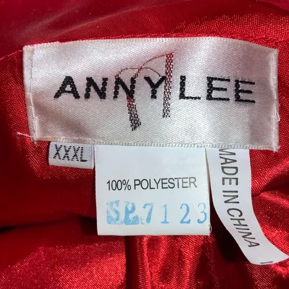 Anny Lee red chiffon formal prom dress gold brocade bodice Sz XXXL halter