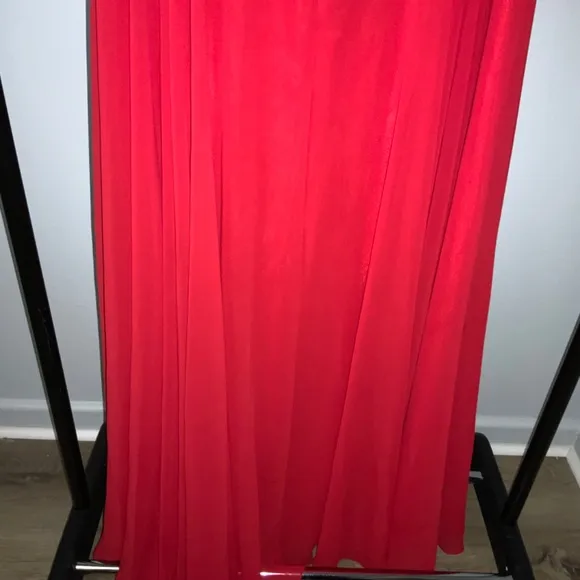 Anny Lee red chiffon formal prom dress gold brocade bodice Sz XXXL halter