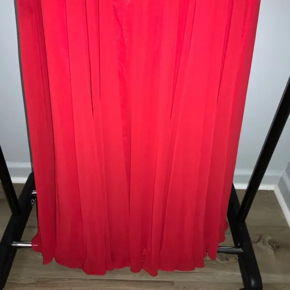 Anny Lee red chiffon formal prom dress gold brocade bodice Sz XXXL halter