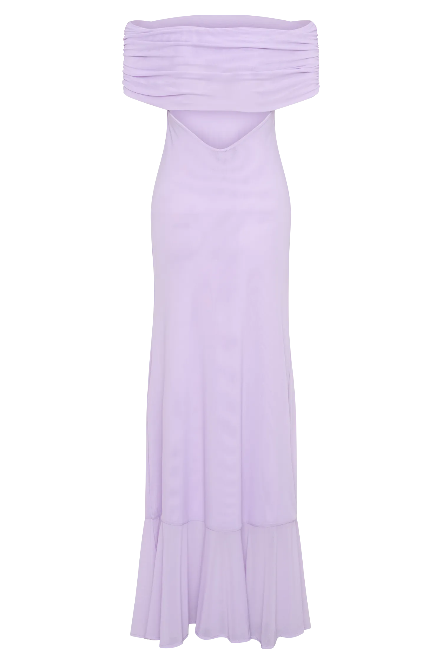 Audrey Off Shoulder Mesh Maxi Dress - Lilac
