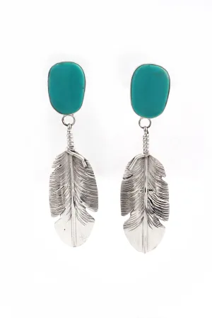 Ben Begay Women’s Turquoise and Sterling Silver Feather Post Earrings