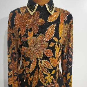 black with orange leaf western shirt