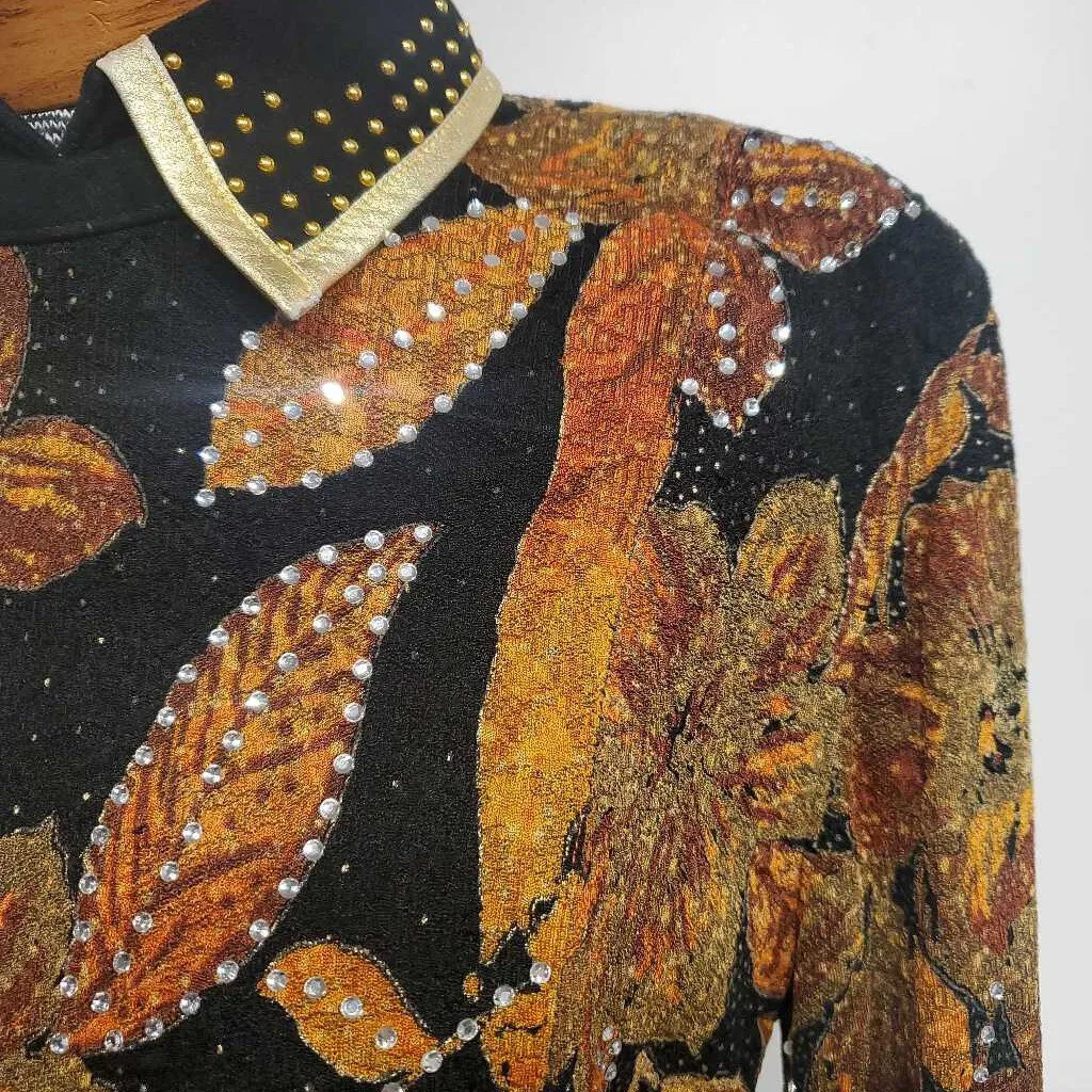 black with orange leaf western shirt