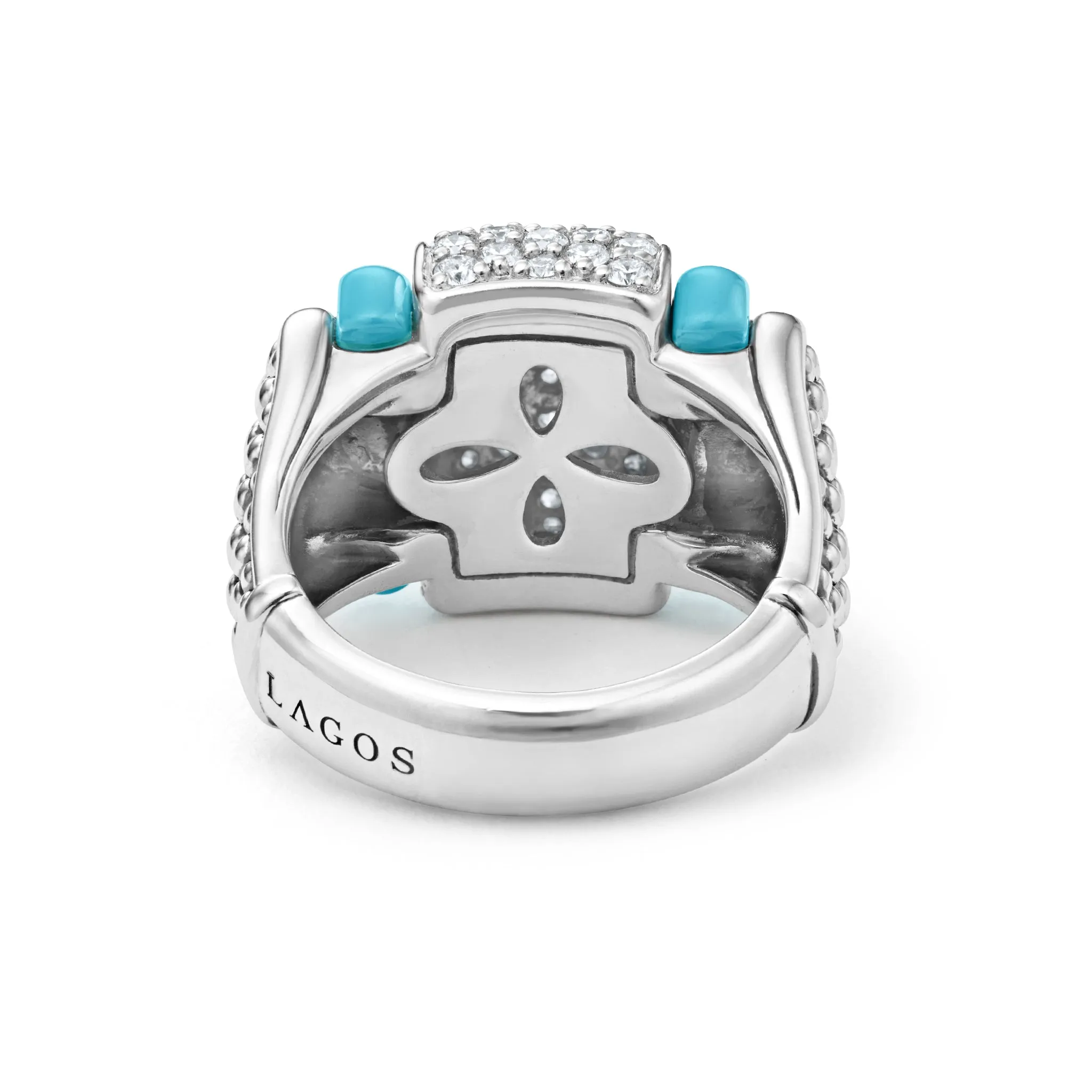 Blue Caviar Blue Ceramic Caviar Diamond Statement Ring