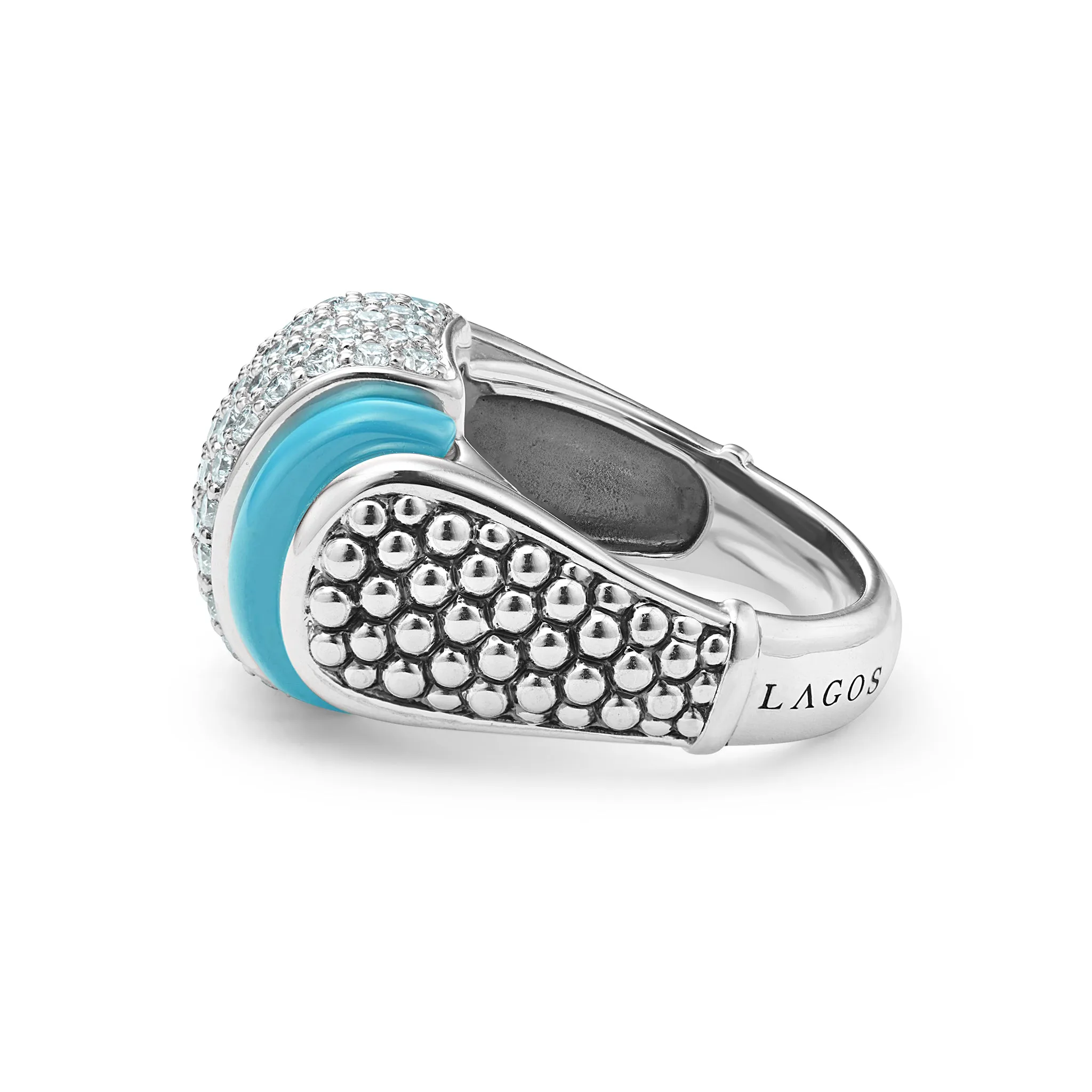 Blue Caviar Blue Ceramic Caviar Diamond Statement Ring