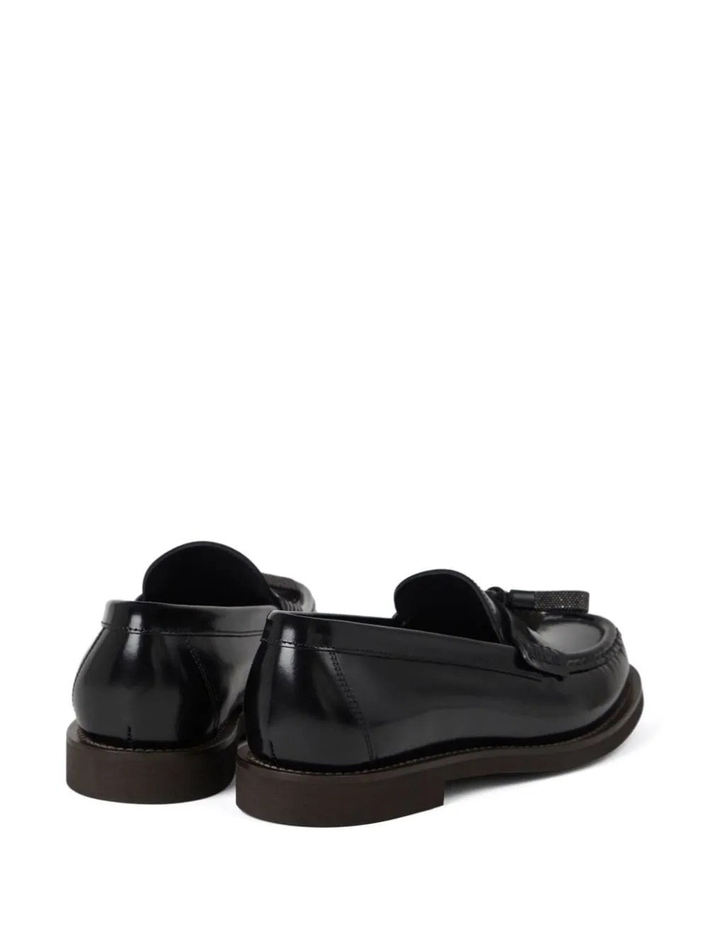 BRUNELLO CUCINELLI Leather Moccasins with Signature Chain Detail