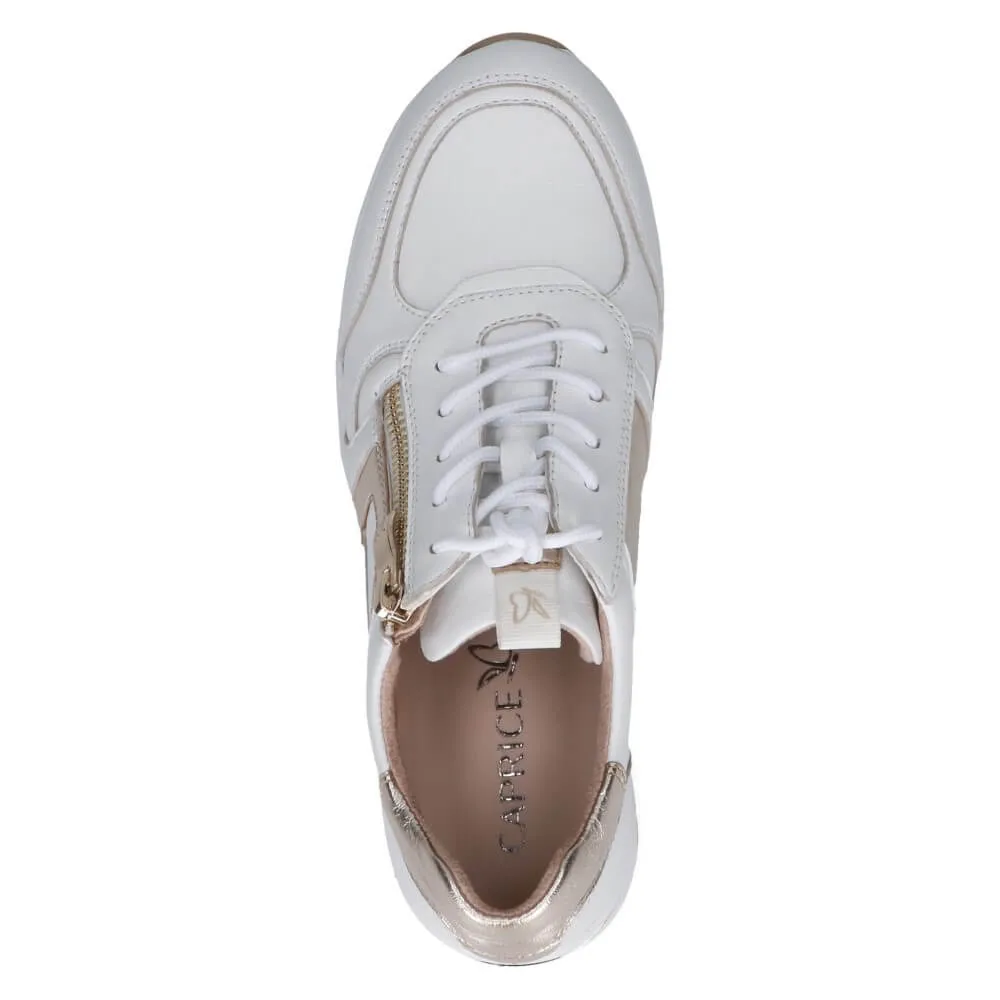 Caprice Leather Trainer 9-23300 H-Fit-WHITE GOLD