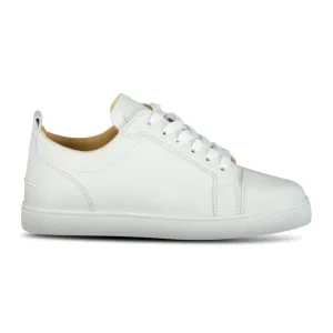 CHRISTIAN LOUBOUTIN LOUIS JUNIOR FLAT WHITE LEATHER TRAINERS