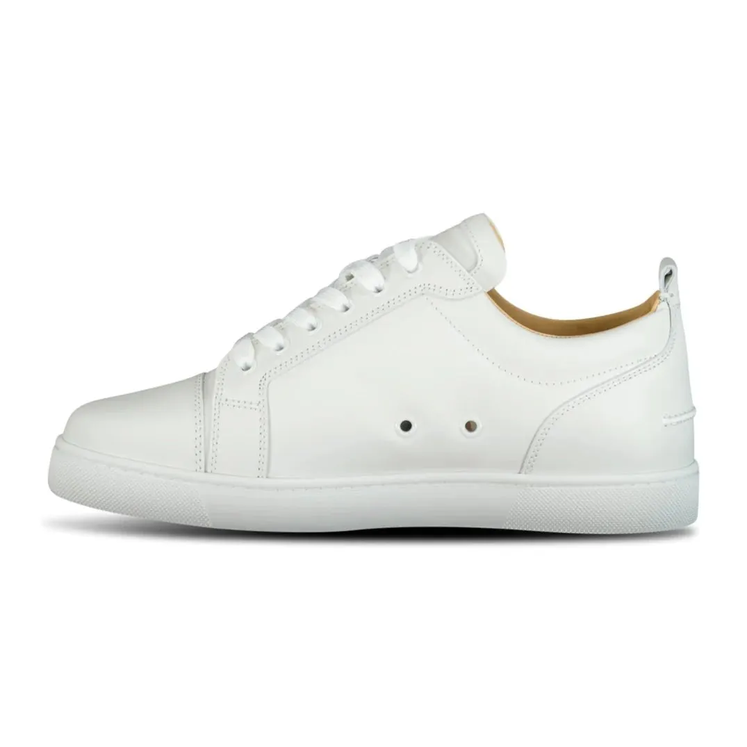 CHRISTIAN LOUBOUTIN LOUIS JUNIOR FLAT WHITE LEATHER TRAINERS