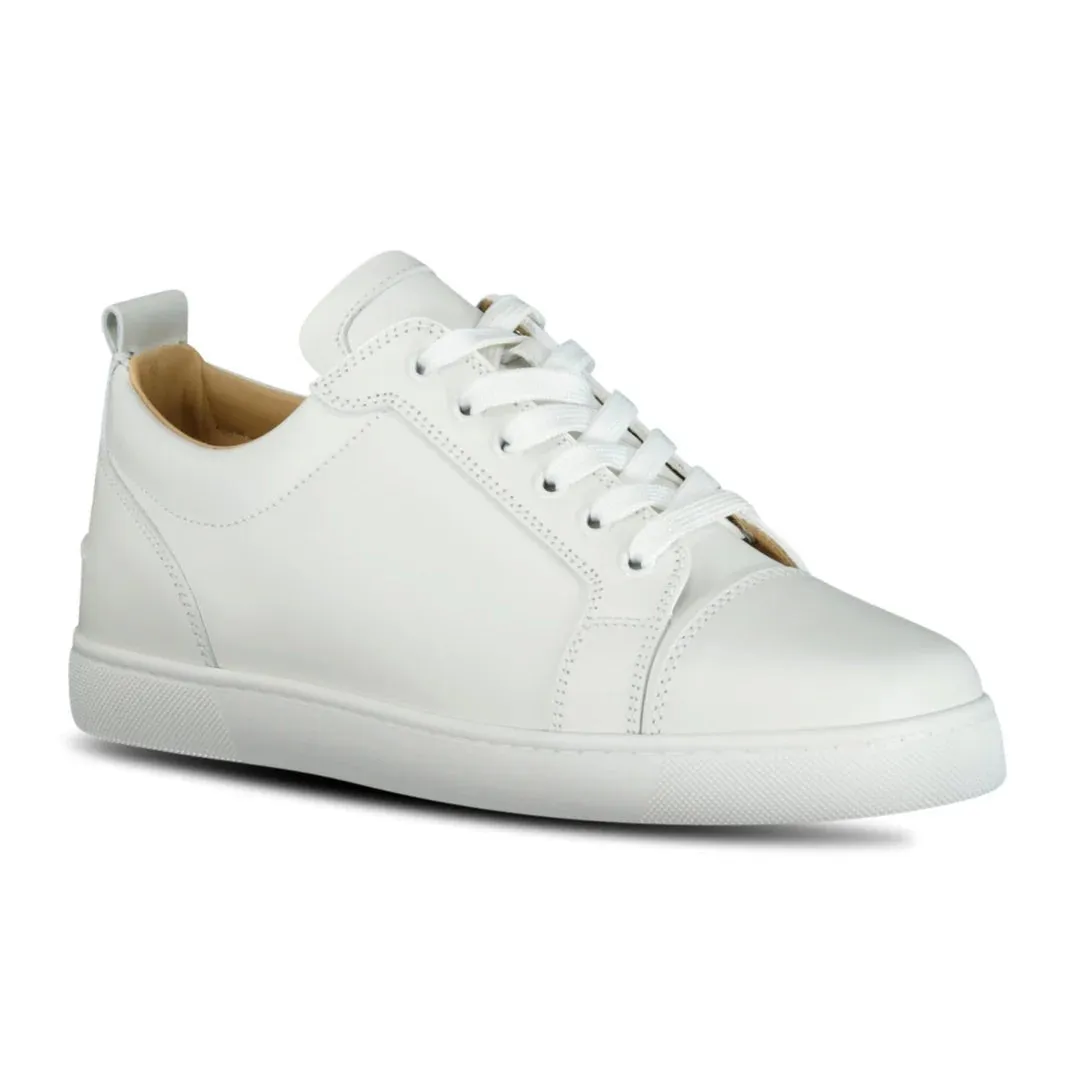 CHRISTIAN LOUBOUTIN LOUIS JUNIOR FLAT WHITE LEATHER TRAINERS