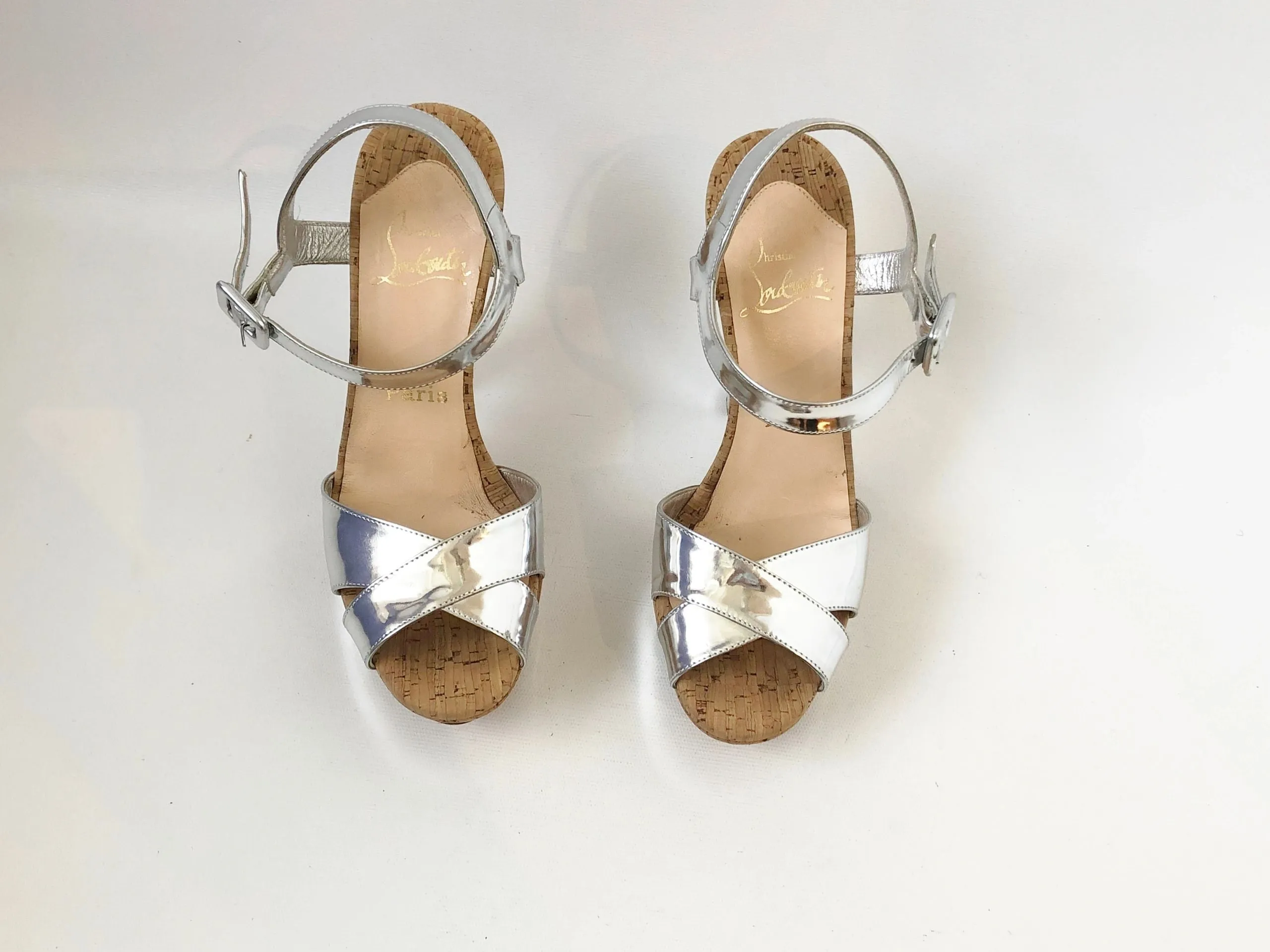 Christian Louboutin Silver Platform Size 37.5 It (7.5 Us)