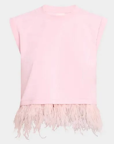 Cinq a Sept Cropped Feather Tee - Pink