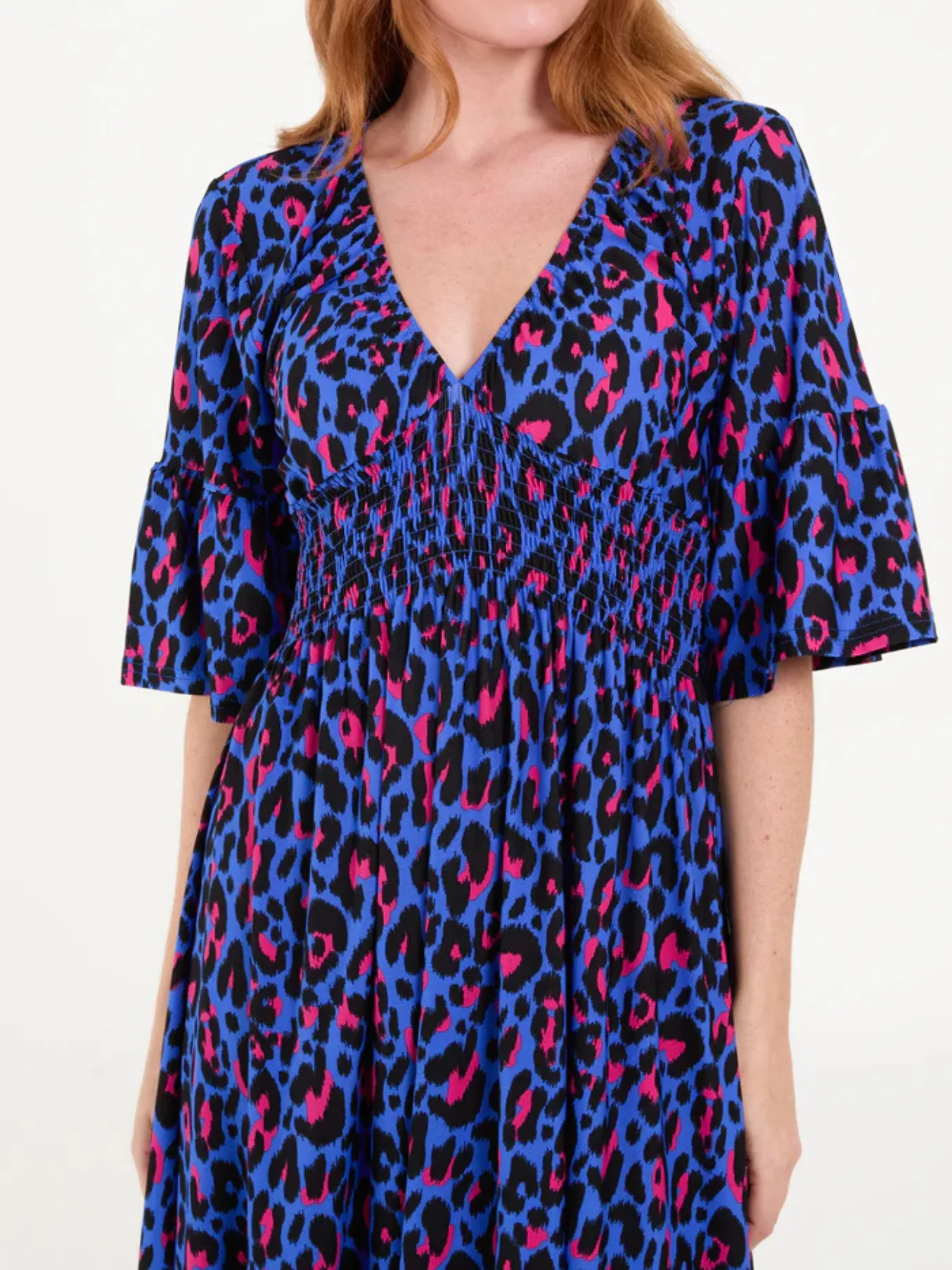 Classic Leopard Shirred Waist Dress