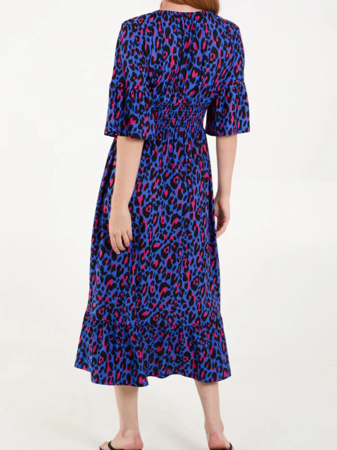 Classic Leopard Shirred Waist Dress