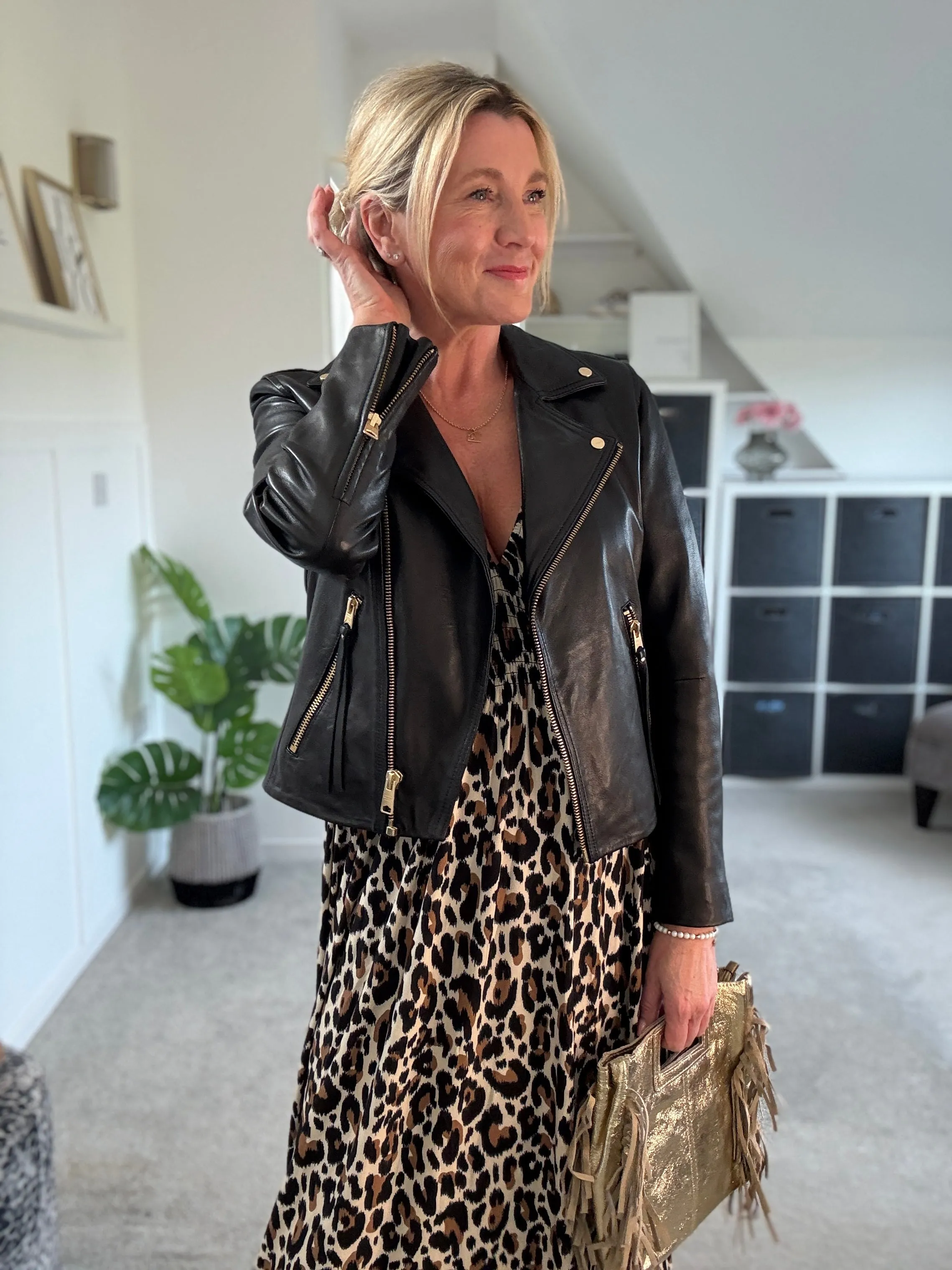 Classic Leopard Shirred Waist Dress