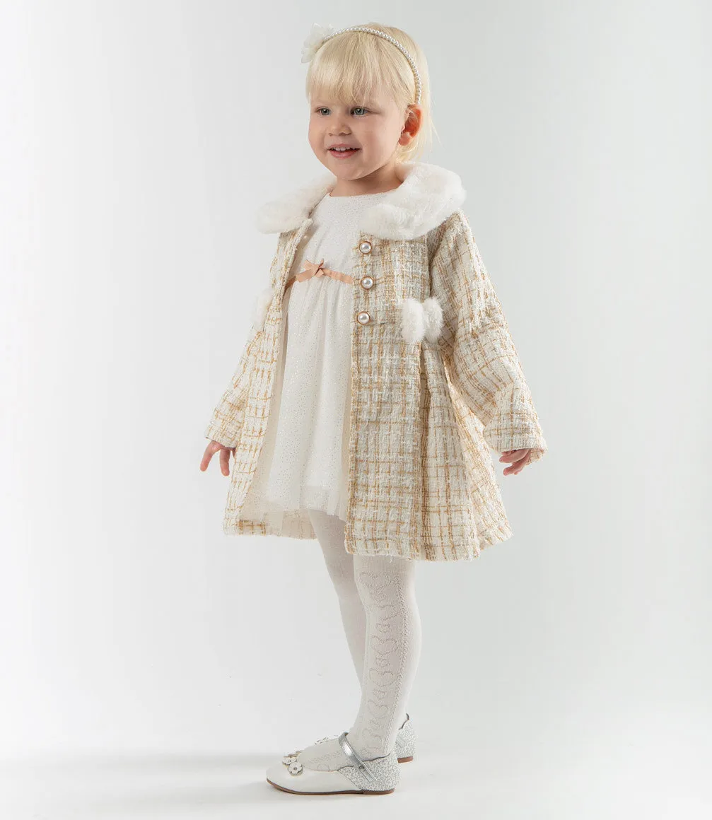 Conjunto bebé niña de vestido y abrigo