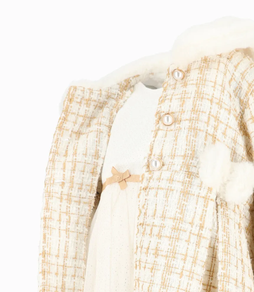 Conjunto bebé niña de vestido y abrigo
