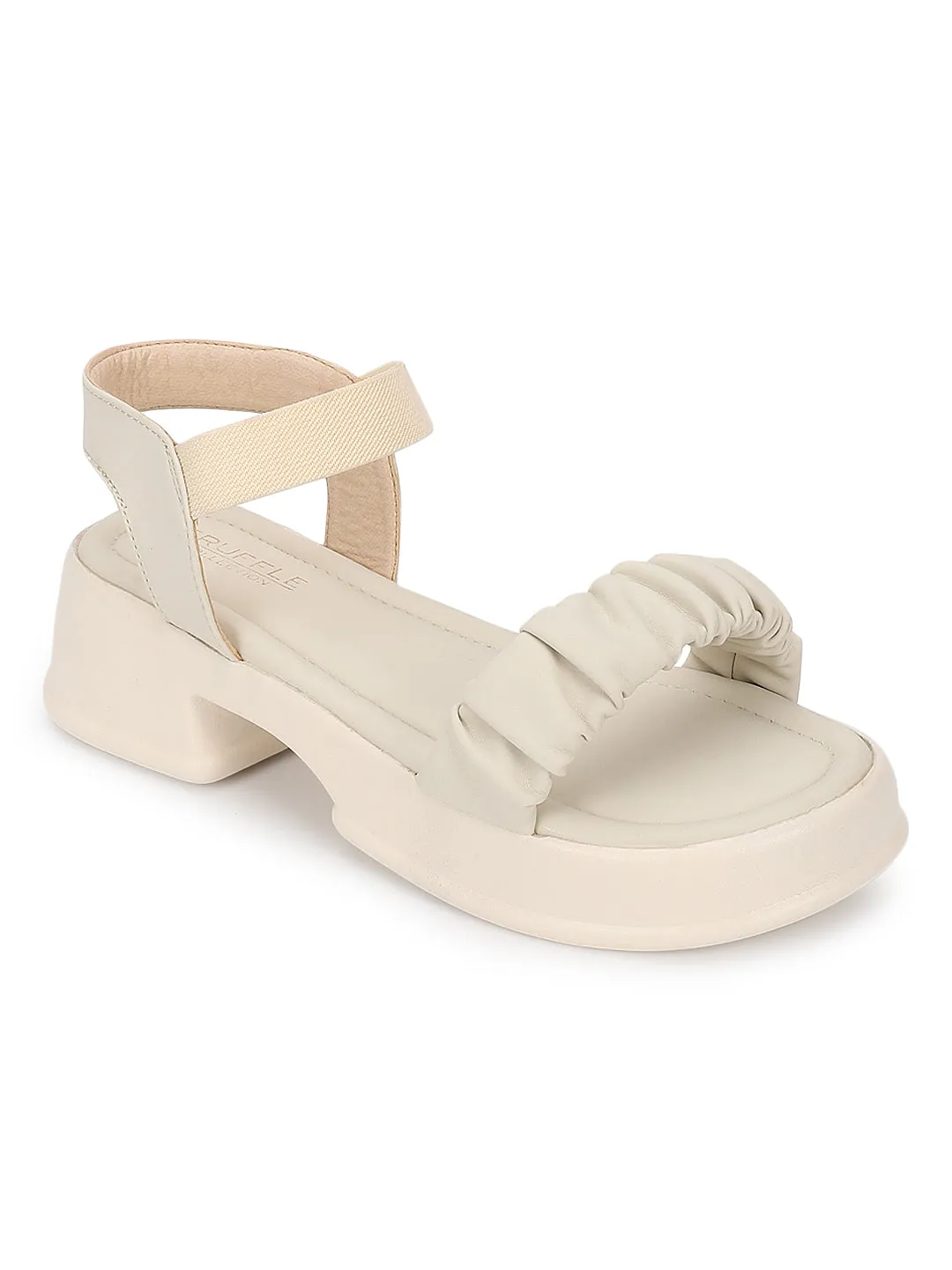 Cream PU Stylish Slip-On Block Sandals (TC-SM01-CRM)