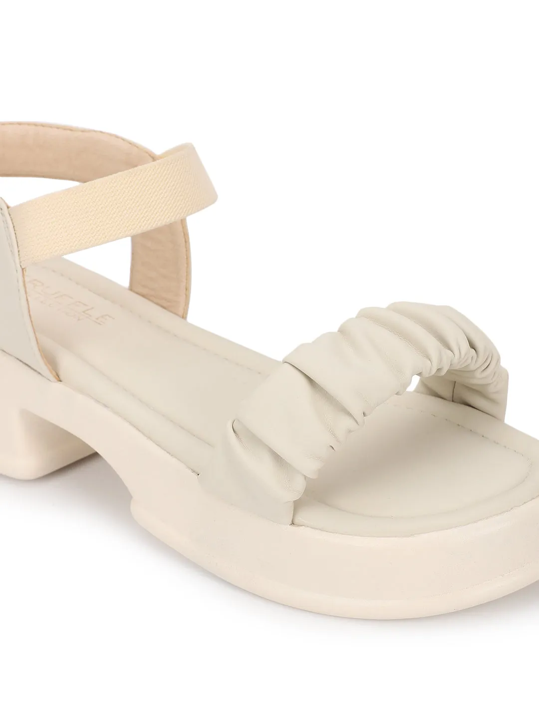 Cream PU Stylish Slip-On Block Sandals (TC-SM01-CRM)