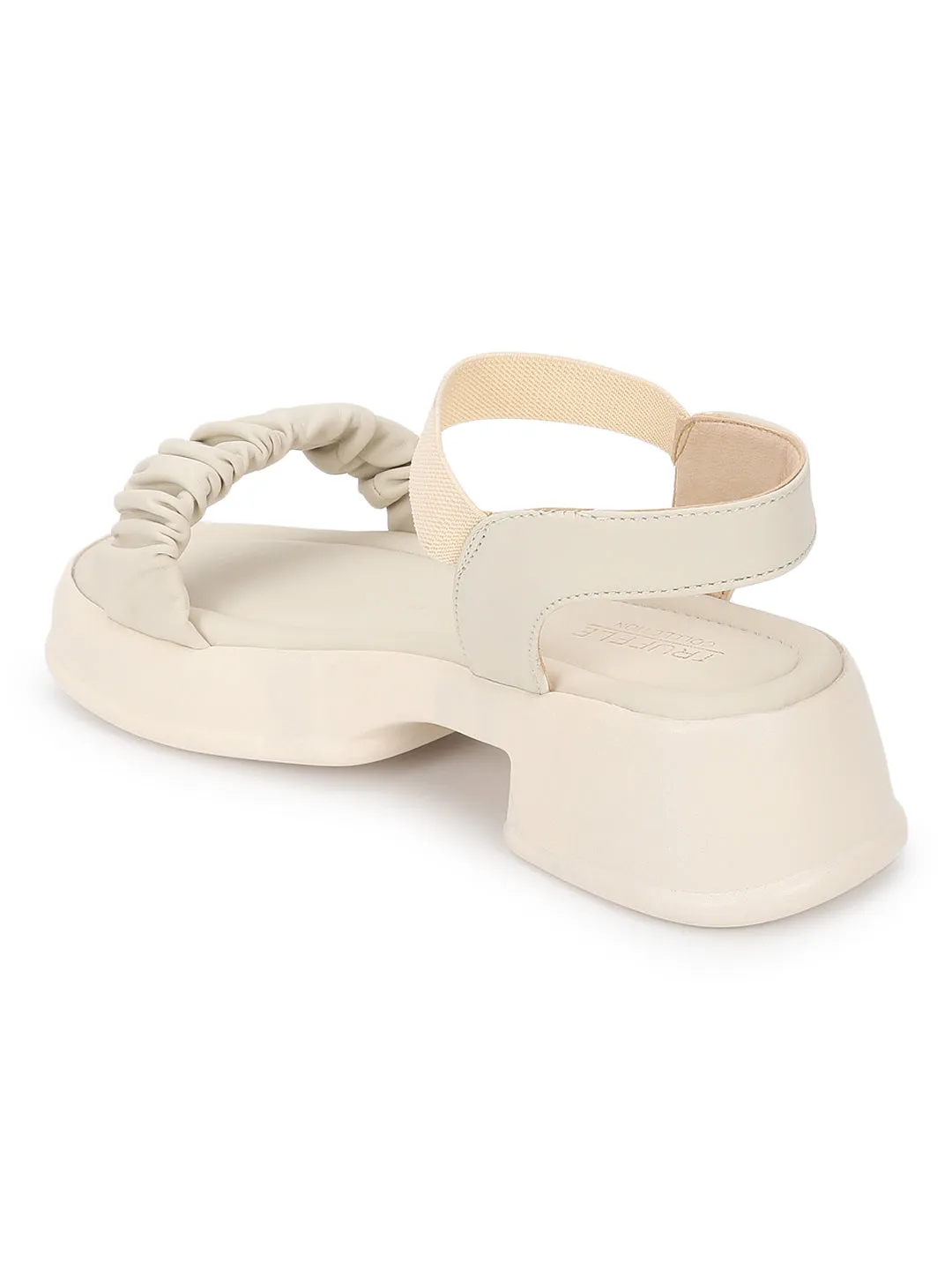 Cream PU Stylish Slip-On Block Sandals (TC-SM01-CRM)