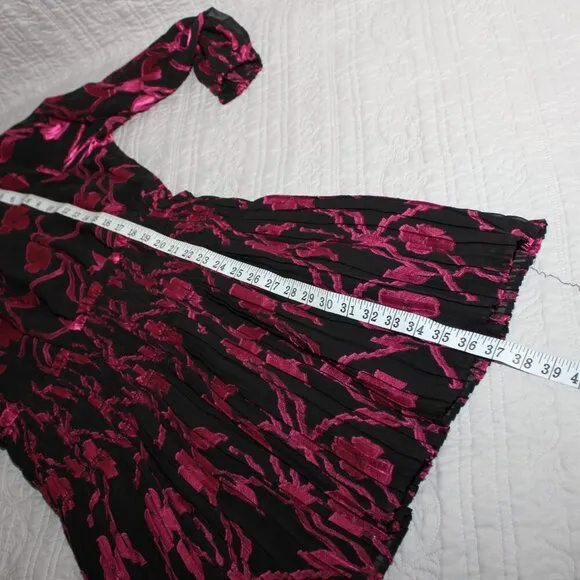 Current Air Womens Hallie Floral Jacquard Burnout Dress Black Pink Size Medium