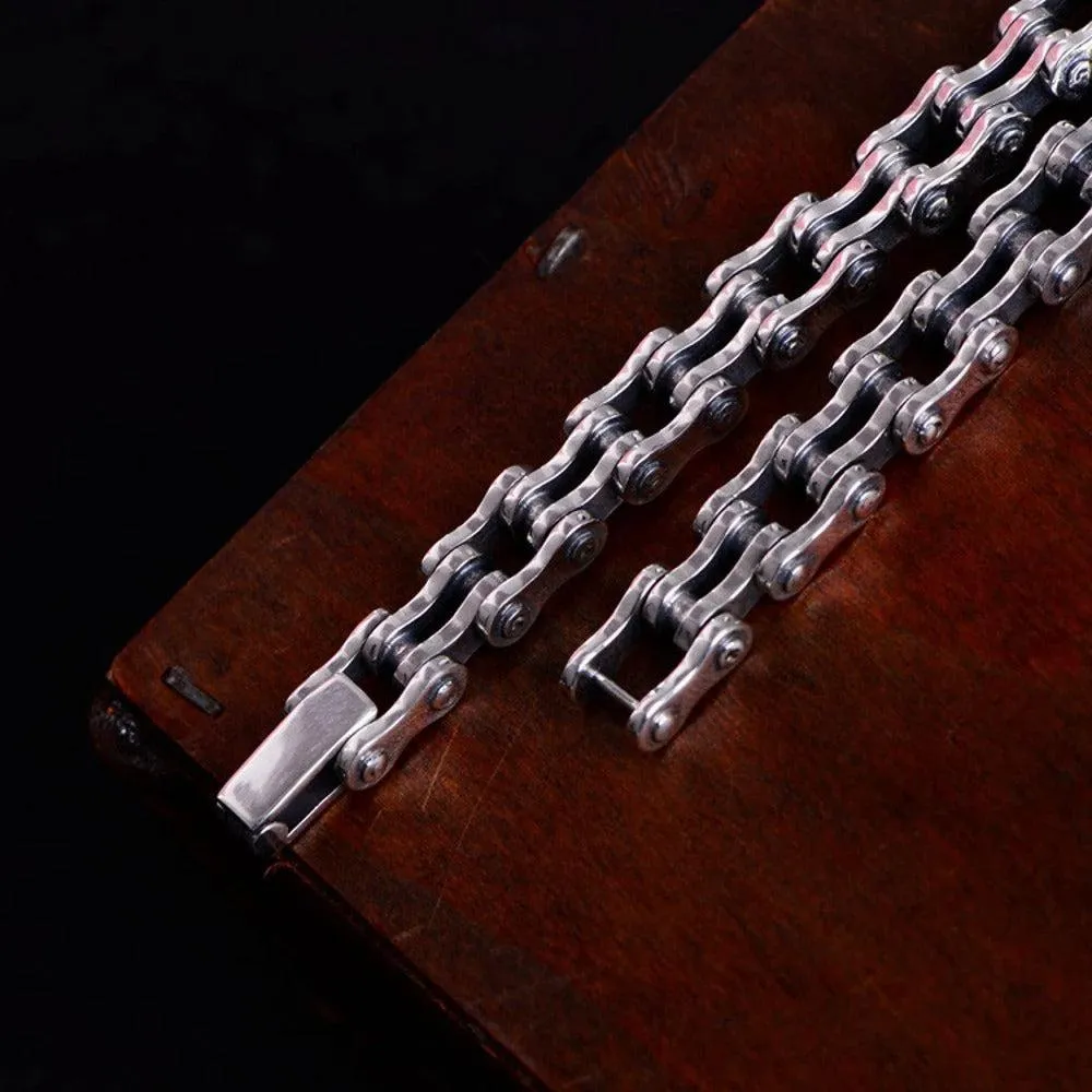 Cycolinks Sleek 925 Sterling Silver Bike Chain Bracelet 8mm