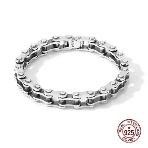 Cycolinks Sleek 925 Sterling Silver Bike Chain Bracelet 8mm