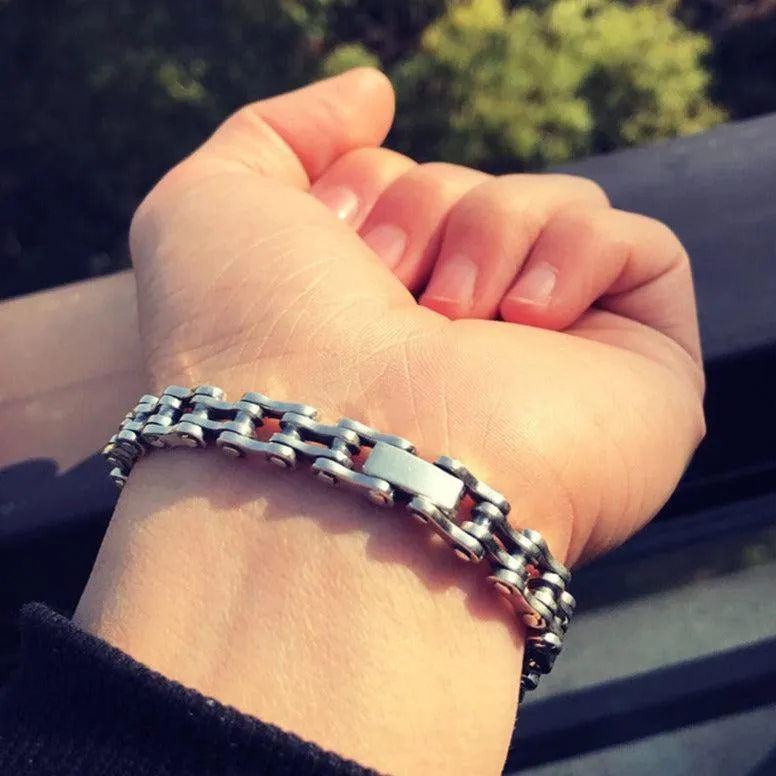 Cycolinks Sleek 925 Sterling Silver Bike Chain Bracelet 8mm