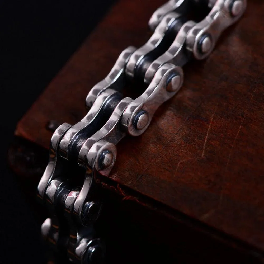 Cycolinks Sleek 925 Sterling Silver Bike Chain Bracelet 8mm
