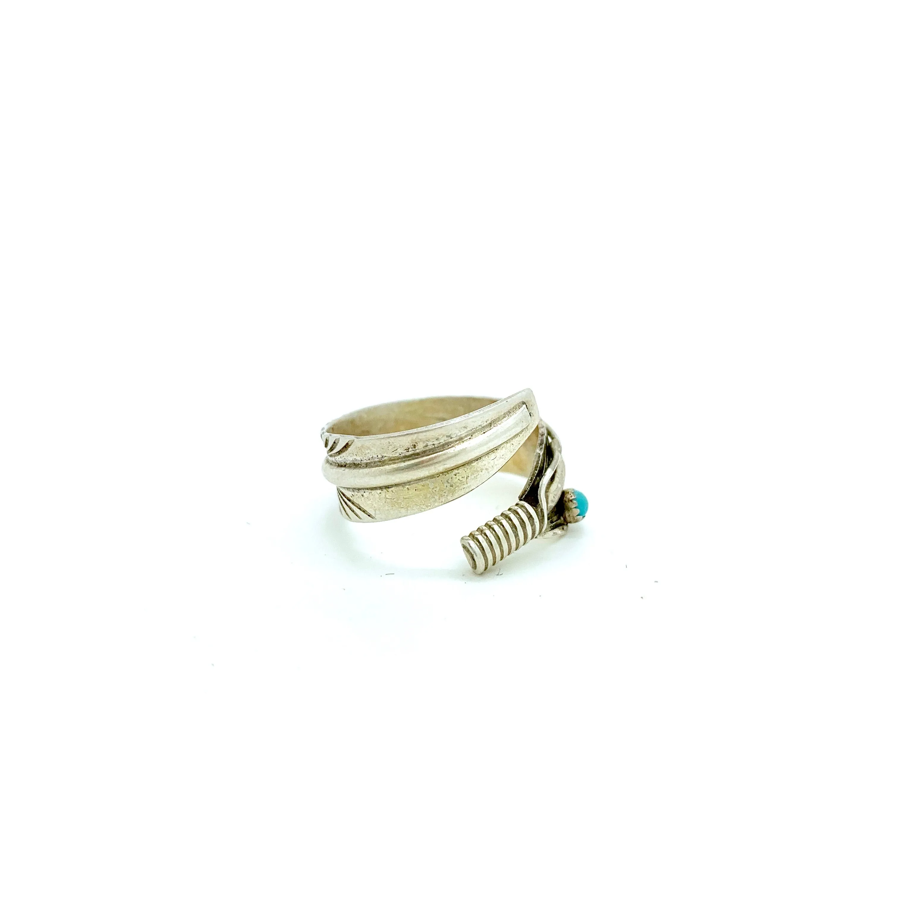 Dainty Turquoise Feather Ring