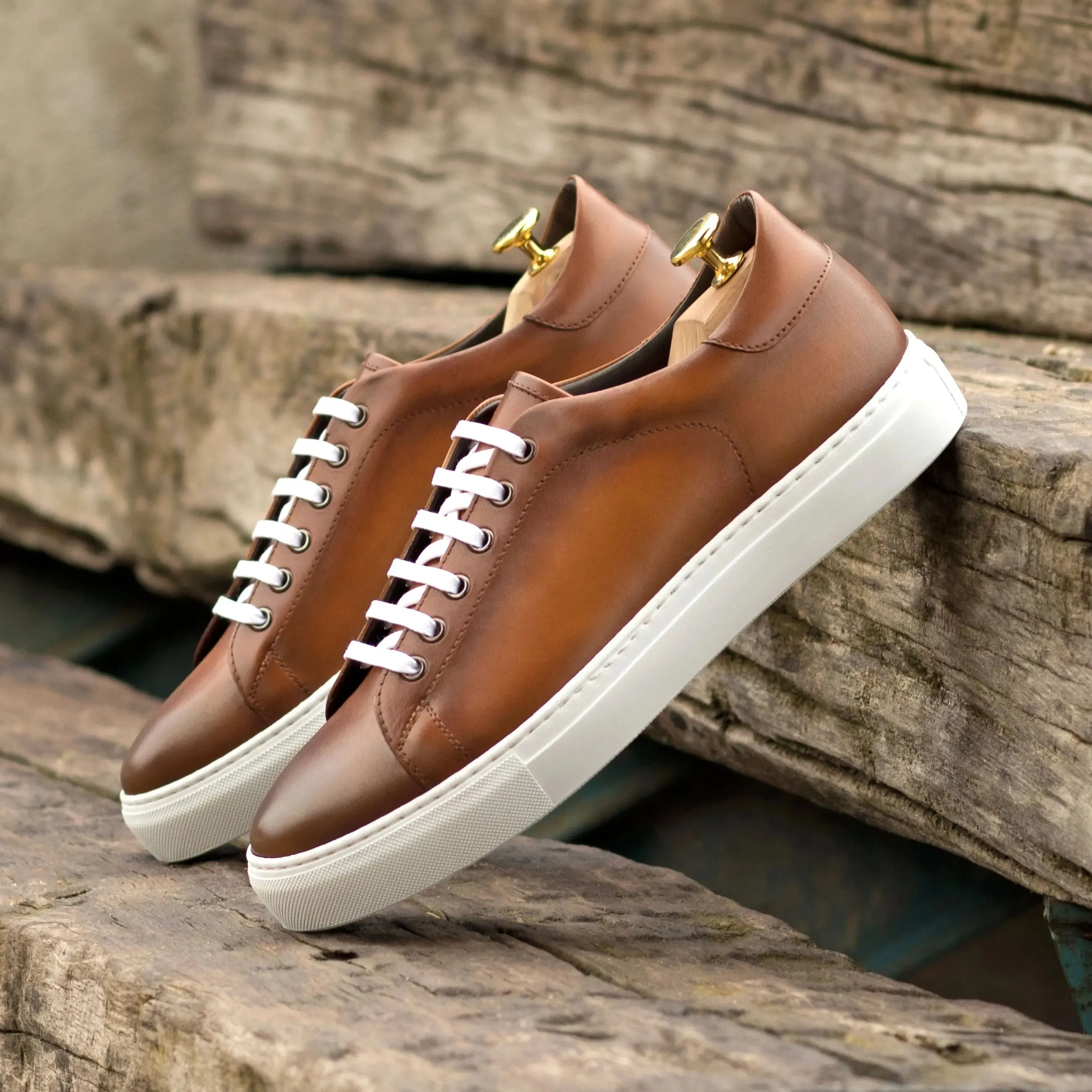 DapperFam Rivale in Brown Men's Italian Leather Trainer