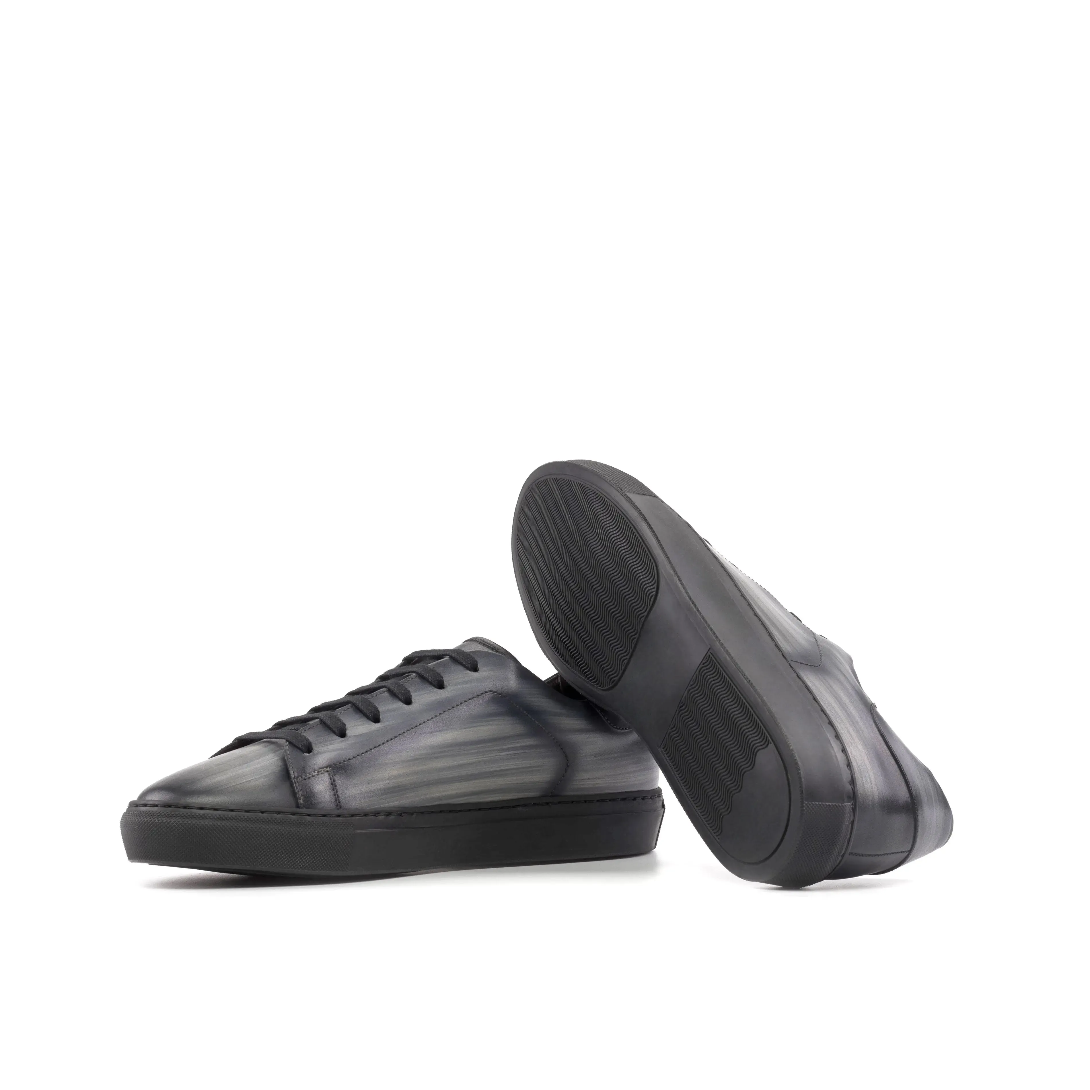 DapperFam Rivale in Grey Men's Hand-Painted Patina Trainer