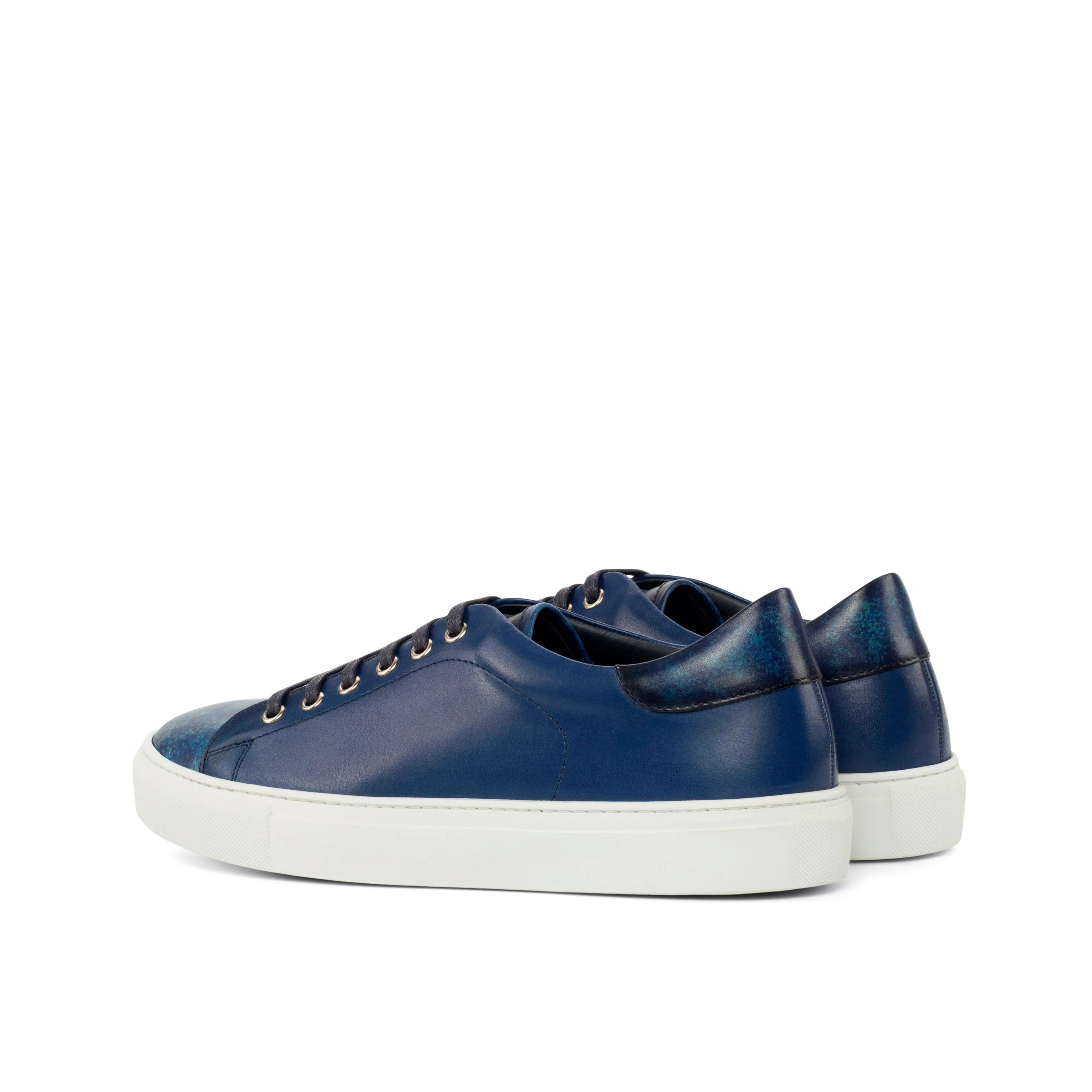 DapperFam Rivale in Navy / Navy Camo Men's Italian Leather Trainer