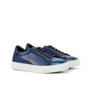 DapperFam Rivale in Navy / Navy Camo Men's Italian Leather Trainer